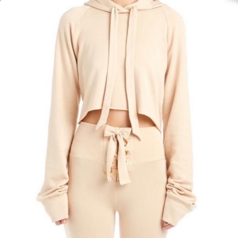 NWOT RARE “Are You Am I” Light Pink/Peach Cropped Hoodie Size XS
